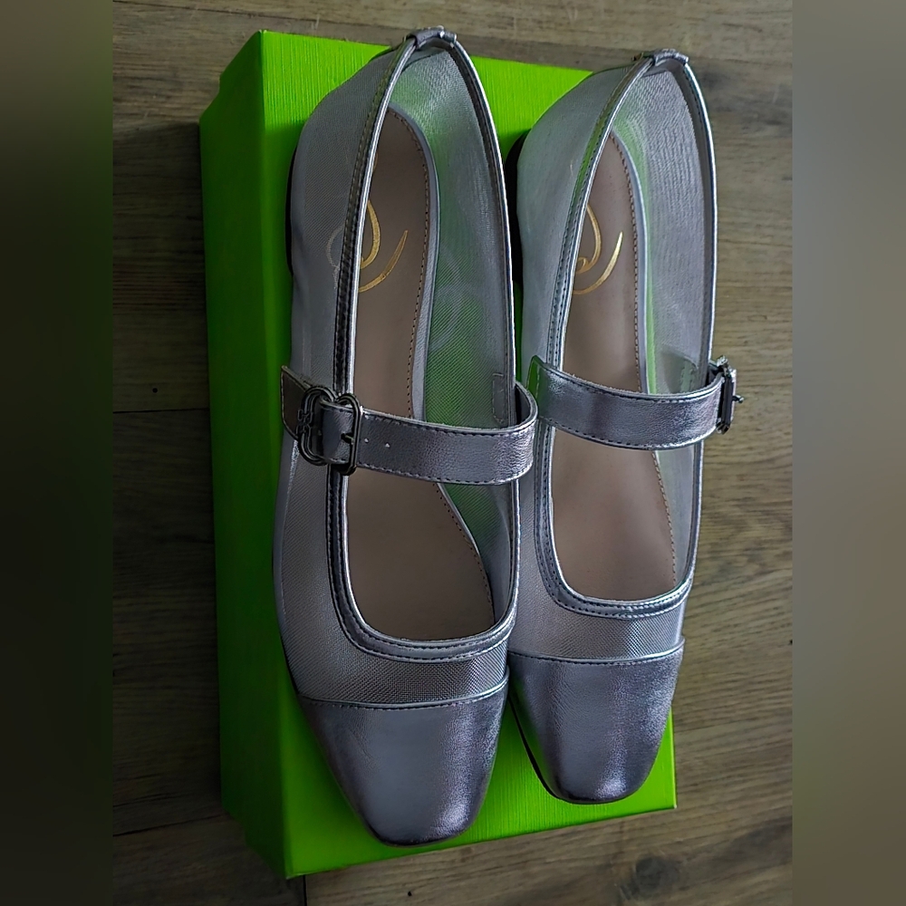 Sam Edelman Miranda Silver Mesh Mary Jane Flats – Size 9 – NIB - Picture 2 of 11